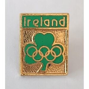 1984 Ireland LA Summer Olympic Pin Green Enamel Olympics Pinback Lapel
